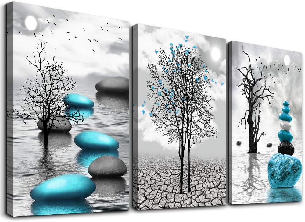 Canvas Wall Art for Living Room Wall Decor for Bedroom Bathroom Black and White Paintings Modern 3 Piece