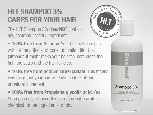 Hair Loss Treatment Shampoo 3% - Silicone & Sulfate Free Shampoo